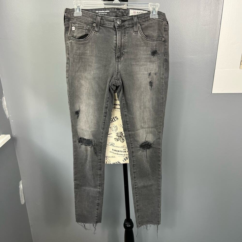 AG Goldschied The Legging Ankle black distressed supper skinny jeans w/ pockets